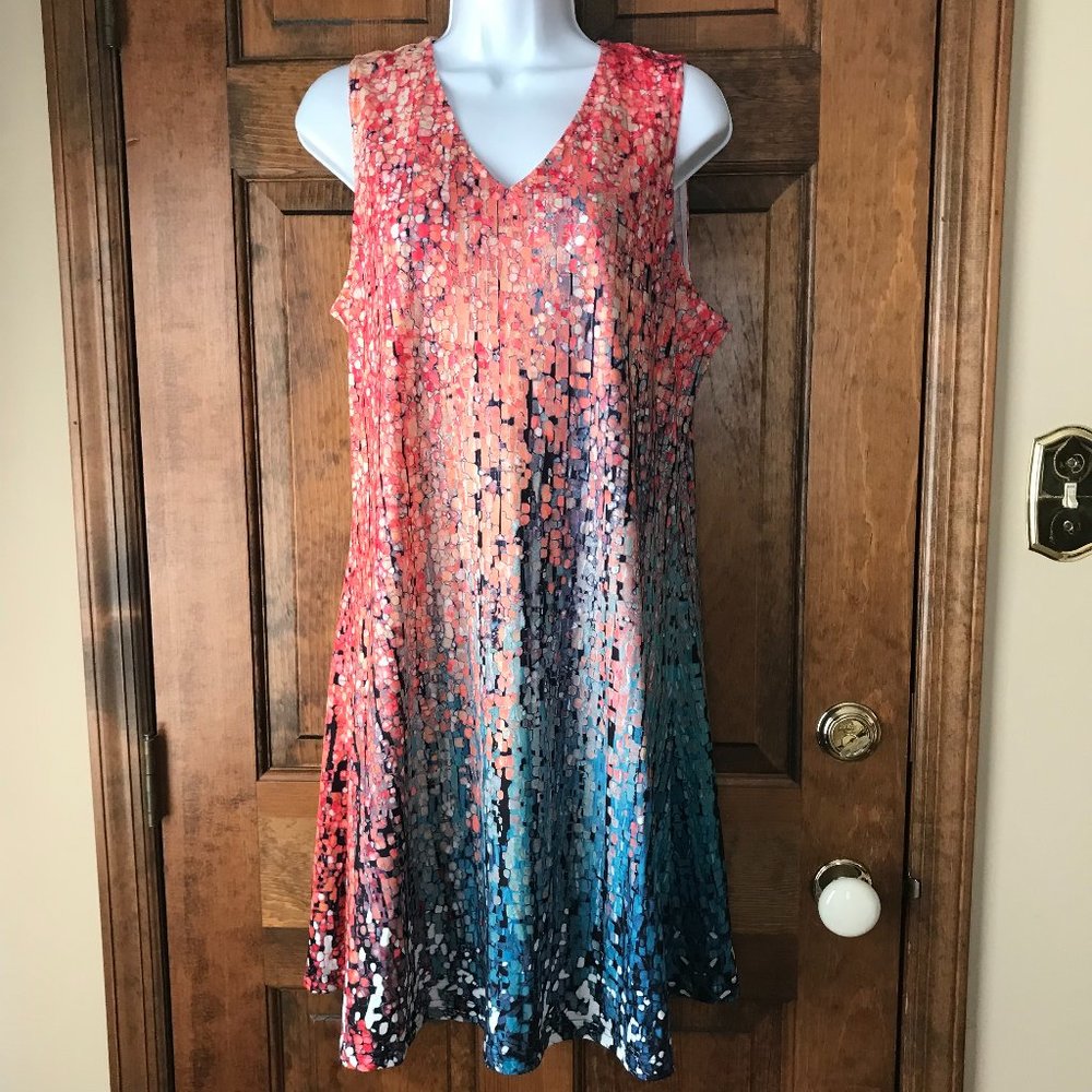 NWT Exclusive Sleeveless Multicolor V-Neck Dress Large